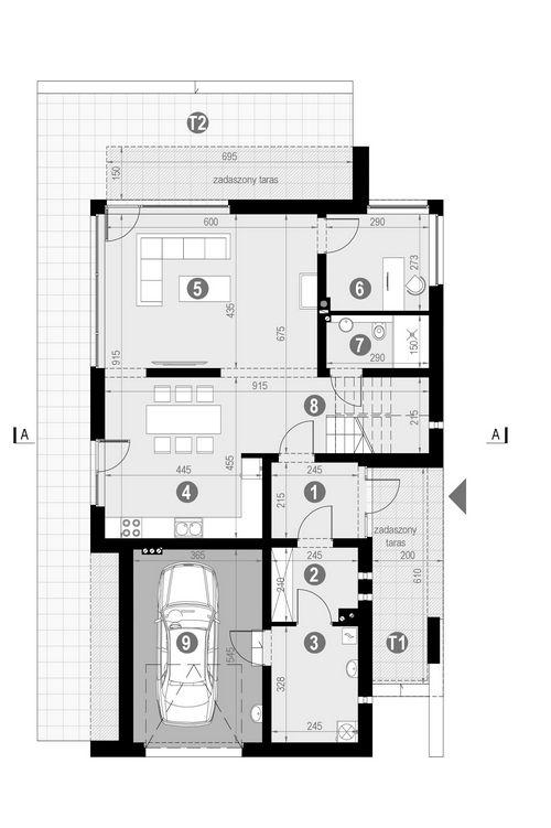 Rzut parteru POW. 104,4 m²