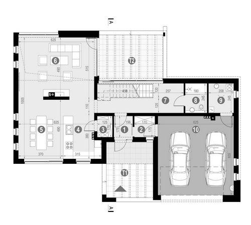 Rzut parteru: POW. 135,4 m²