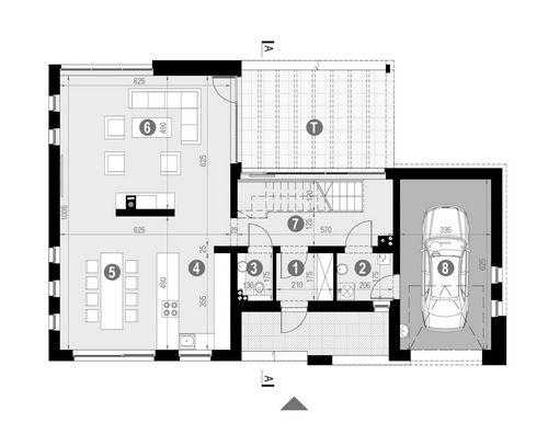 Rzut parteru: POW. 101,8 m²
