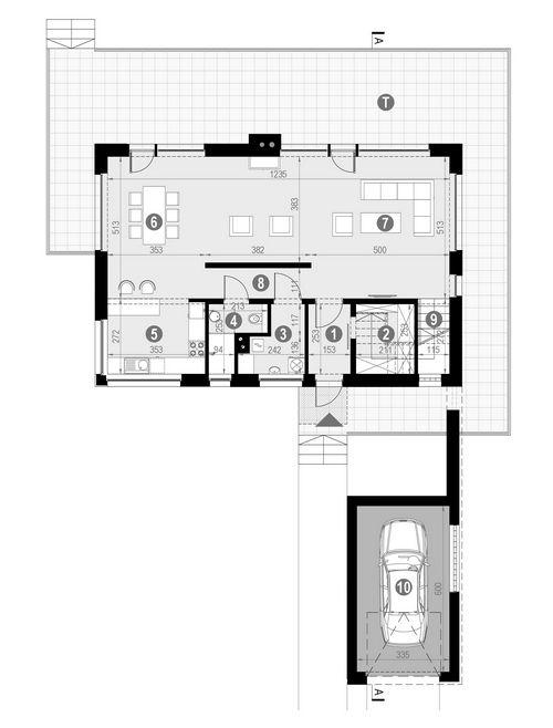 Rzut parteru: POW. 108,7 m²
