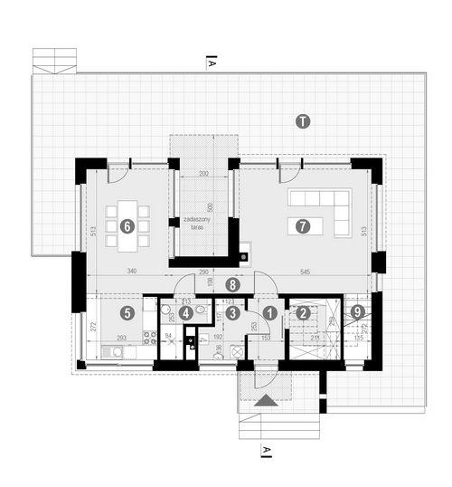Rzut parteru: POW. 76,6 m²