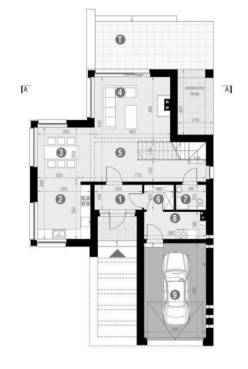 Rzut parteru: POW. 95,7 m²