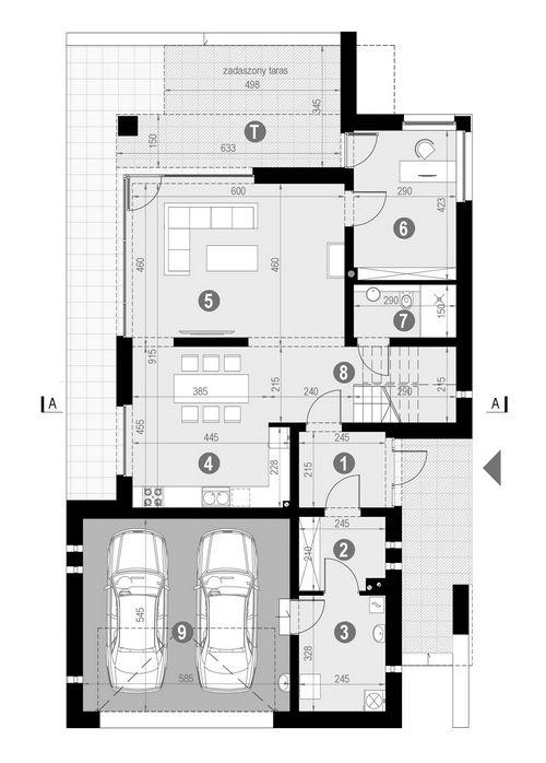 Rzut parteru: POW. 121,0 m²