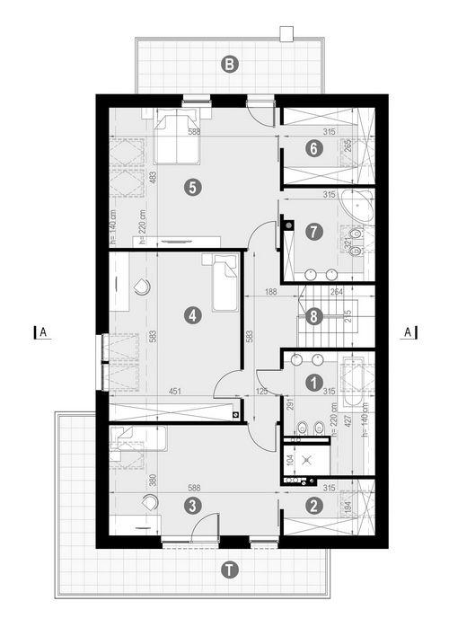 Rzut poddasza POW. 158,8 m²