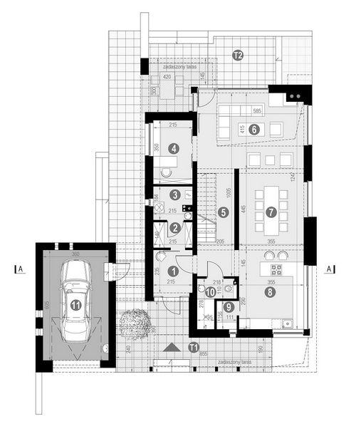 Rzut parteru POW. 114,0 m²