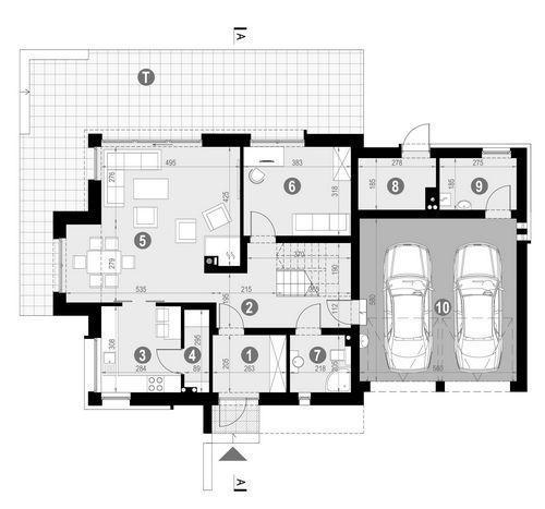 Rzut parteru POW. 116,3 m²