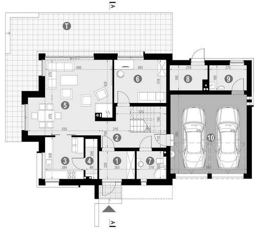 Rzut parteru POW. 116,3 m²