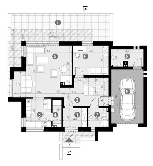 Rzut parteru: POW. 100,1 m²