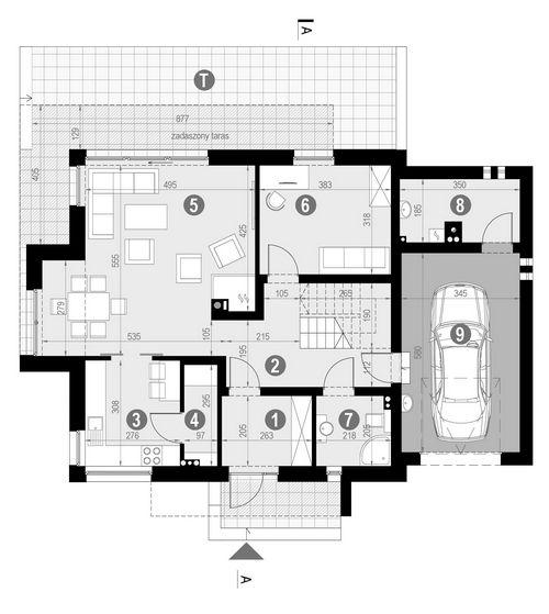 Rzut parteru: POW. 100,1 m²