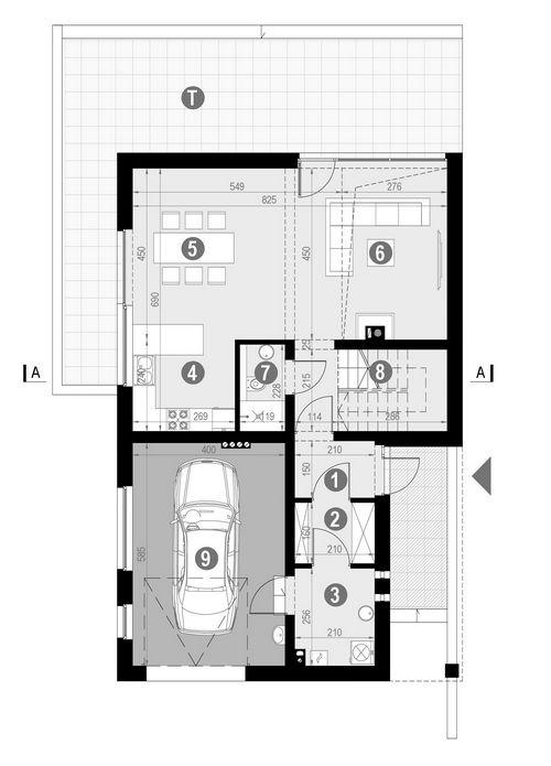 Rzut parteru: POW. 88,0 m²