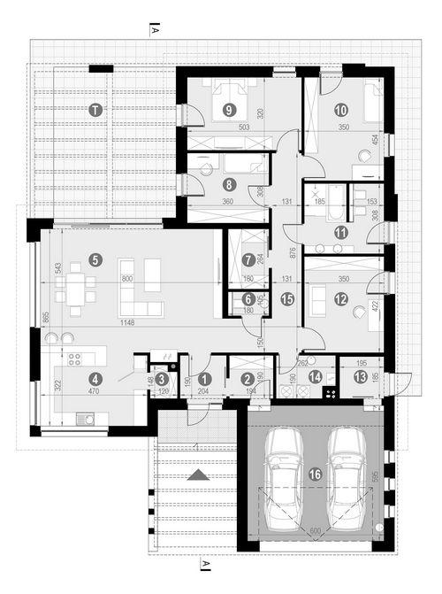 Rzut parteru POW. 201,1 m²