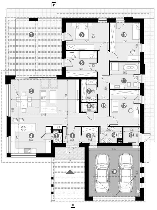 Rzut parteru POW. 201,1 m²