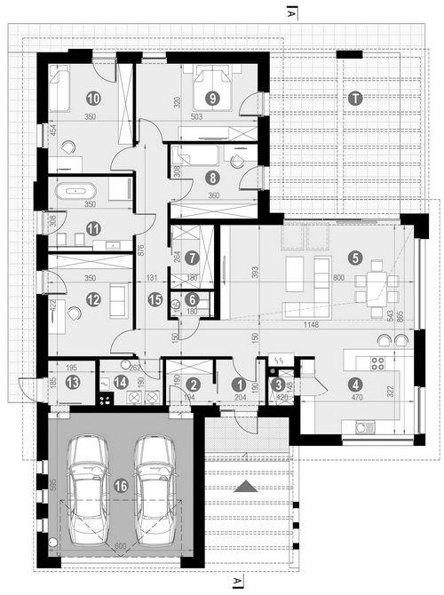Rzut parteru lustro POW. 201,1 m²