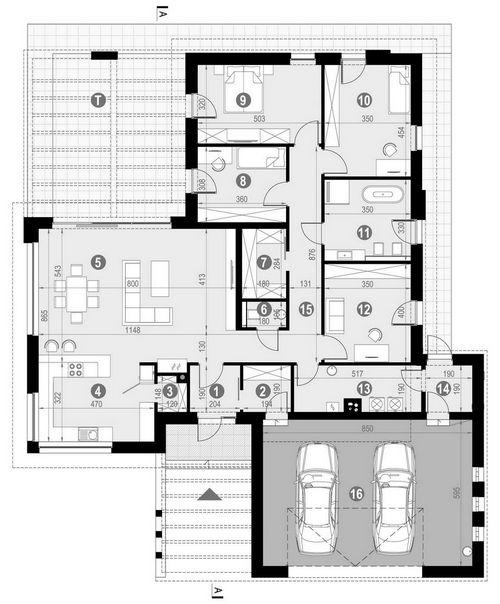 Rzut parteru POW. 221,3 m²