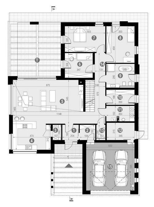 Rzut parteru POW. 199,8 m²