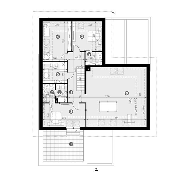 Rzut poddasza lustro POW. 204,9 m²