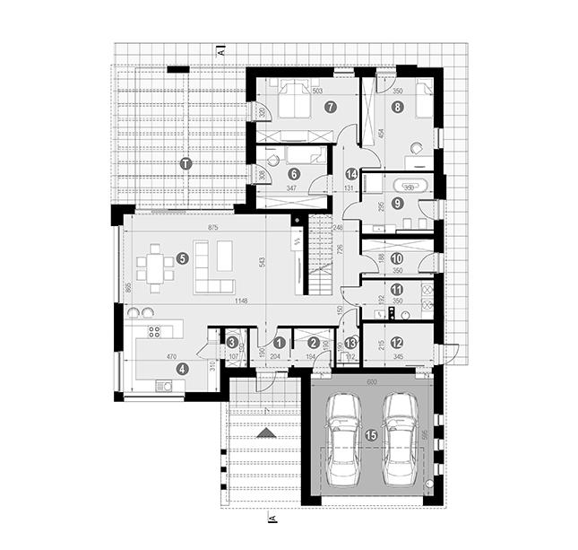 Rzut parteru POW. 200,4 m²