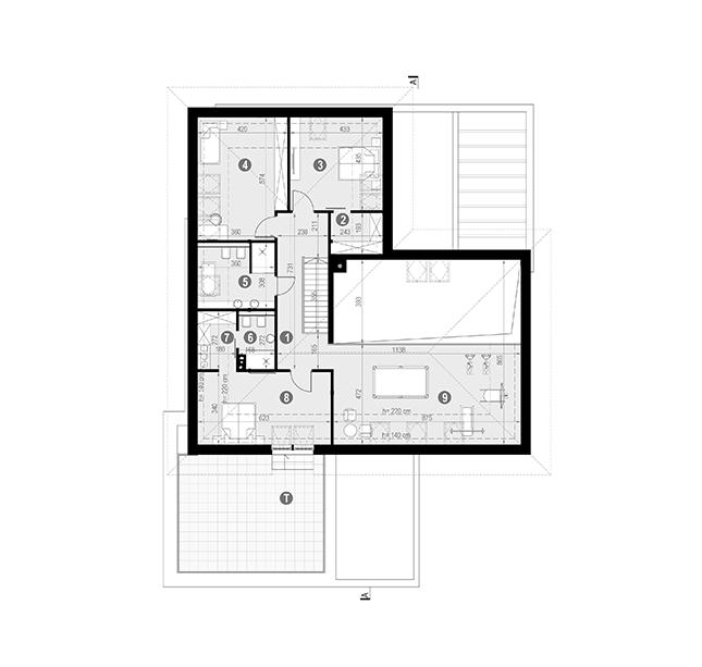 Rzut poddasza lustro POW. 182,6 m²