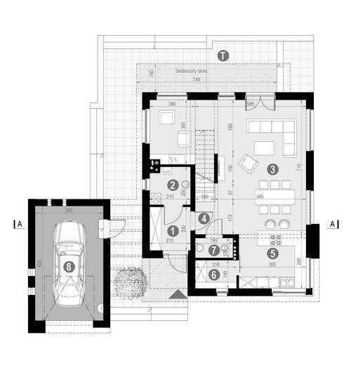 Rzut parteru POW. 95,8 m²