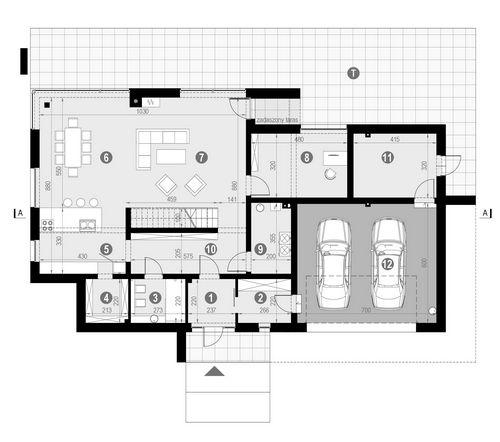 Rzut parteru POW. 186,3 m²
