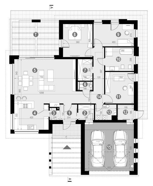Rzut parteru POW. 177,9 m²