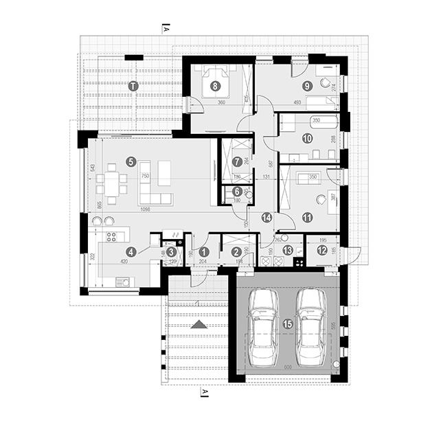 Rzut parteru POW. 177,9 m²