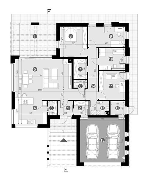 Rzut parteru POW. 178,3 m²