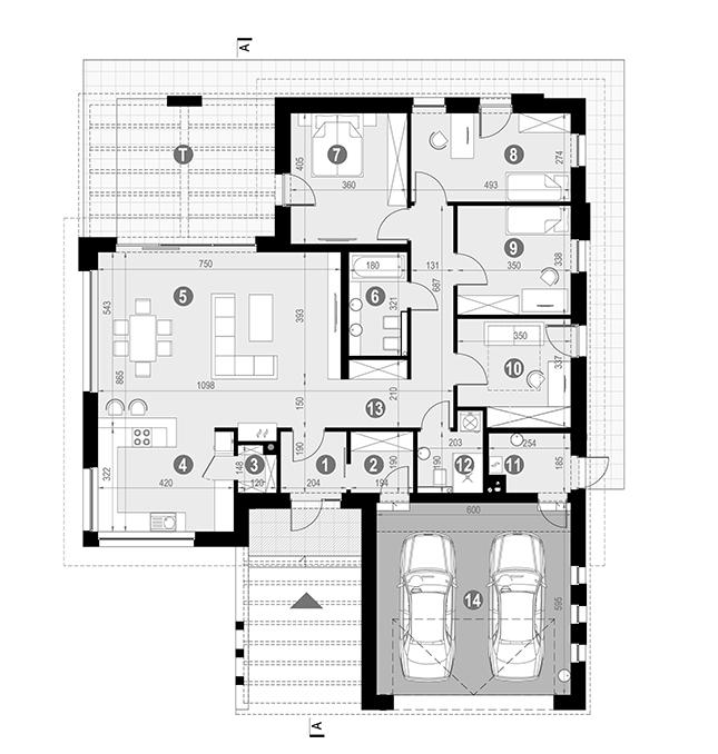 Rzut parteru POW. 178,0 m²