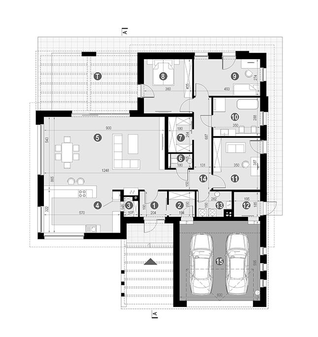 Rzut parteru POW. 190,7 m²