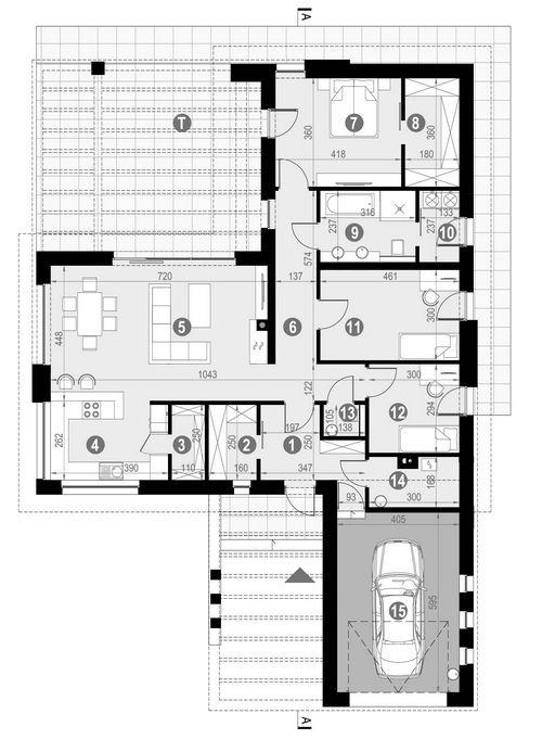 Rzut parteru POW. 153,7 m²