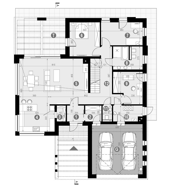 Rzut parteru POW. 177,1 m²
