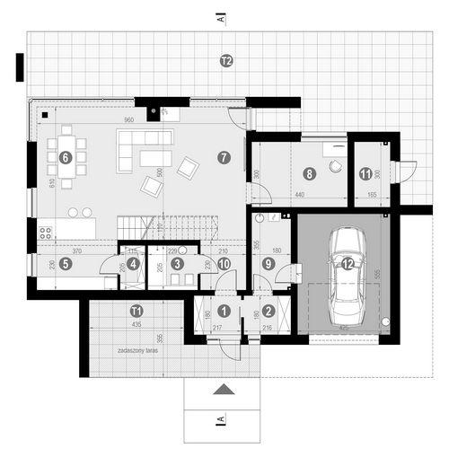 Rzut parteru POW. 133,2 m²