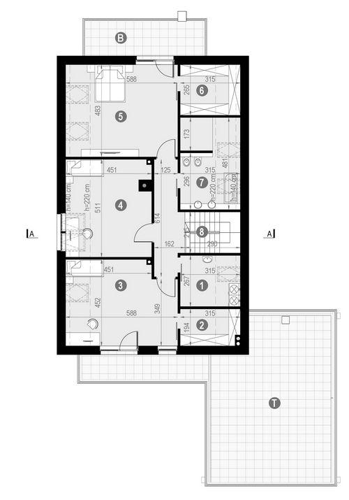 Rzut poddasza POW. 201,7 m²