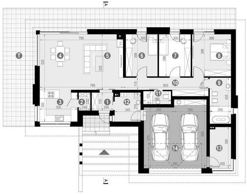 Rzut parteru POW. 168,8 m²