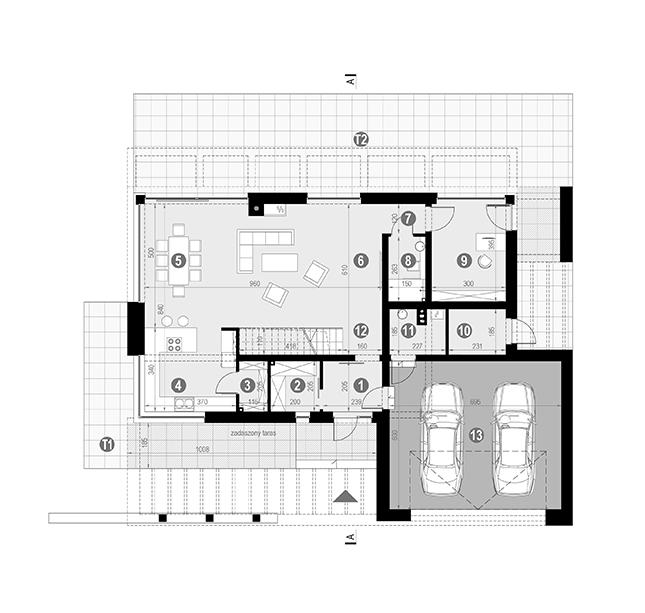 Rzut parteru POW. 143,4 m²
