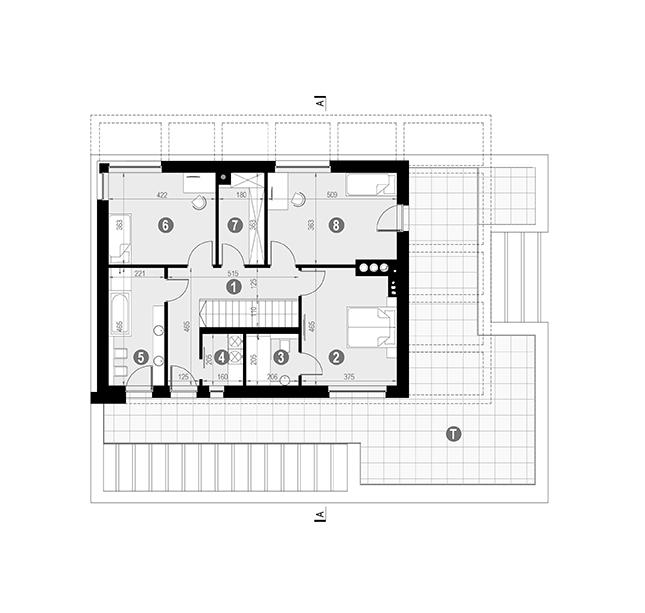 Rzut piętra POW. 157,6 m²