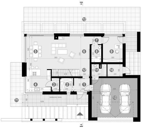 Rzut parteru POW. 143,4 m²