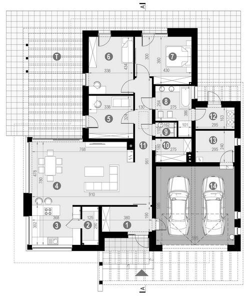 Rzut parteru POW. 173,6 m²