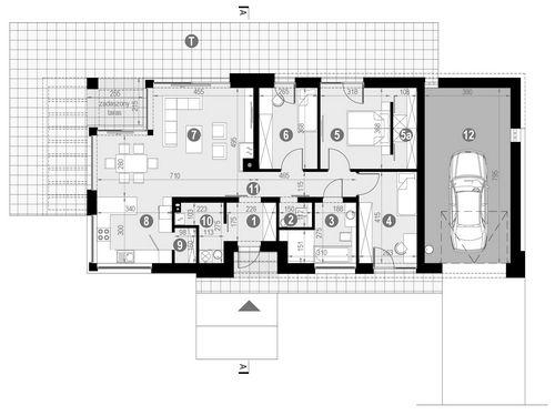 Rzut parteru lustro POW. 130,8 m²