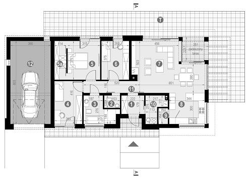 Rzut parteru POW. 132,5 m²