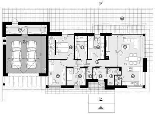 Rzut parteru POW. 157,4 m²