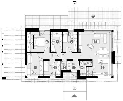 Rzut parteru POW. 108,7 m²