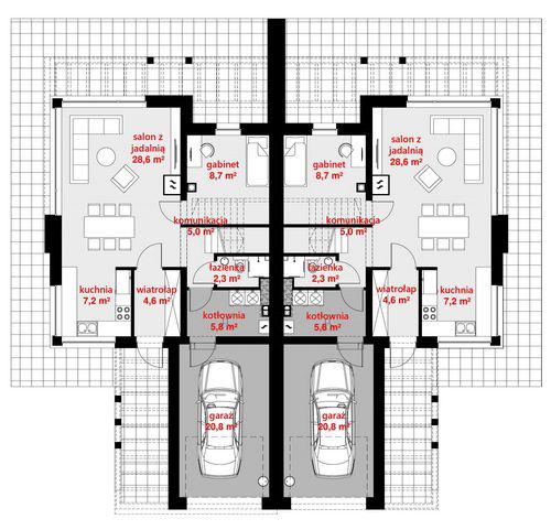 Rzut parteru POW. 83,1 m²