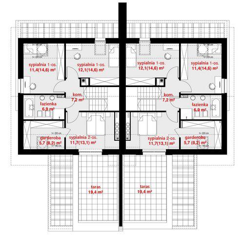 Rzut poddasza POW. 83,9 m²