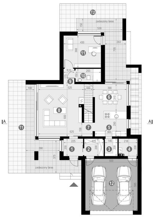 Rzut parteru POW. 132,0 m²