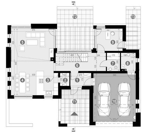 Rzut parteru POW. 129,7 m²