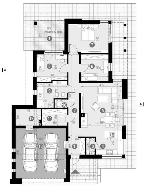 Rzut parteru lustro POW. 152,2 m²