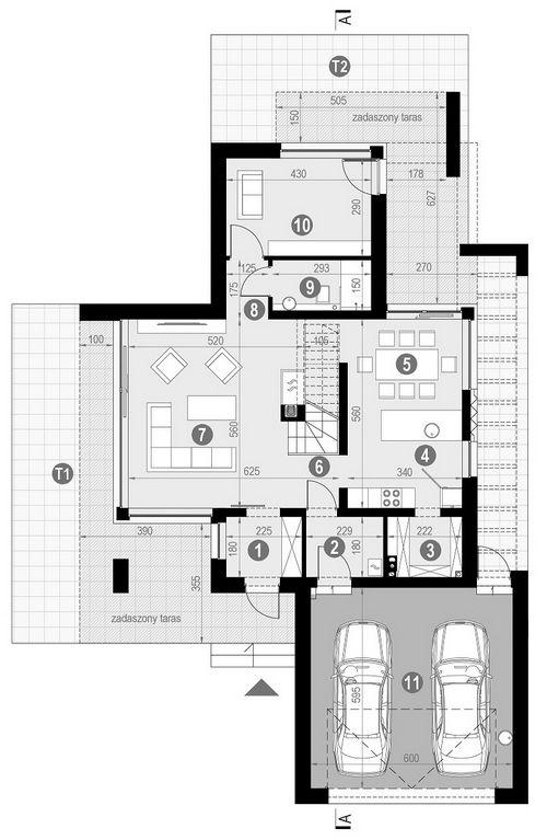 Rzut parteru POW. 119,4 m²