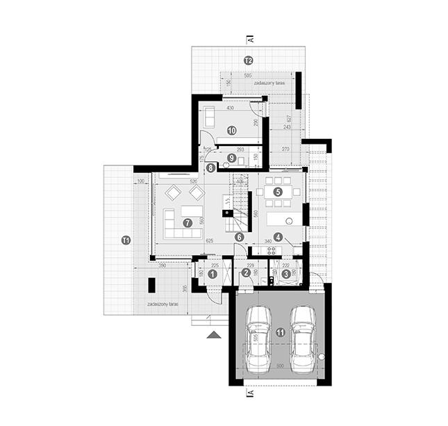 Rzut parteru POW. 119,4 m²