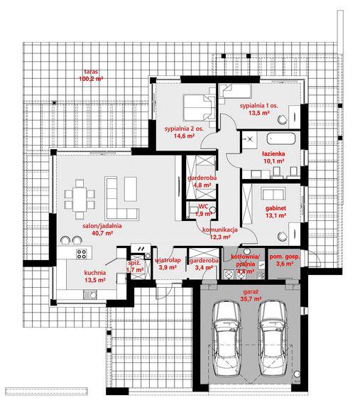 Rzut parteru POW. 177,4 m²